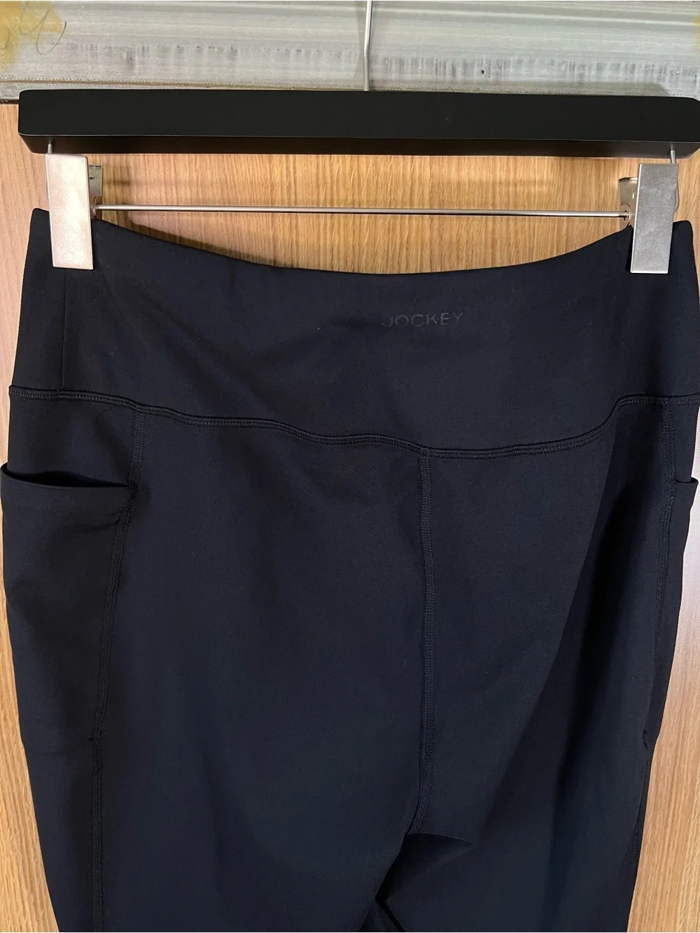 Jockey Black Flare Yoga Pants with Side Pockets Size L